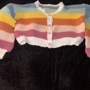 Colorful Striped Cropped Cardigan